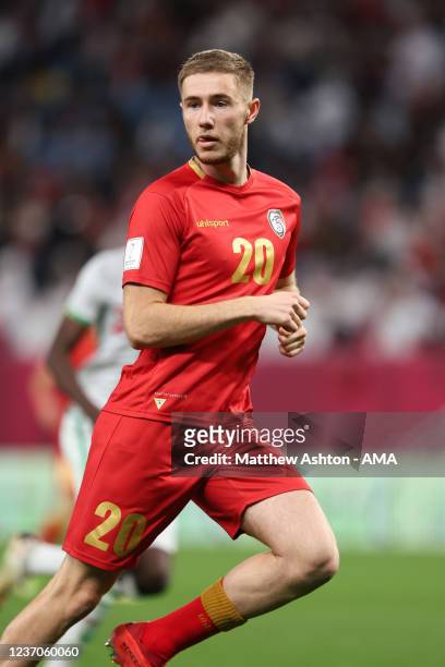 Oliver Kass Kawo of Syria during the FIFA Arab Cup Qatar 2021 Group B match between Syria and Mauritania at Al Janoub Stadium on December 6, 2021 in...