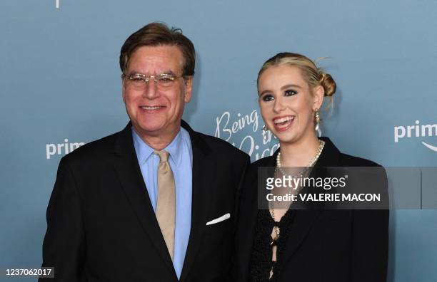 Director Aaron Sorkin and his daughter Roxy Sorkin arrive for the premiere of "Being The Ricardos" at the Academy Museum on December 6, 2021 in Los...