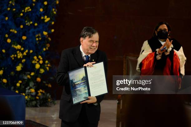 Giorgio Parisi, Nobel Prize in Physics during the News Award ceremony of the medal and the Nobel Prize 2021 diploma to professor Giorgio Parisi on...