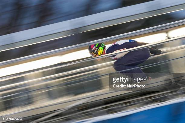 Jakub Wolny during the large hill competition for FIS Ski Jumping World Cup In Wisla, Poland, on December 6, 2021.