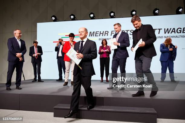 Norbert Walter-Borjans,co-leader of the SPD, Rolf Muetzenich, SPD Bundestag faction leader, Lars Klingbeil, SPD Secretary General, Saskia Esken,...