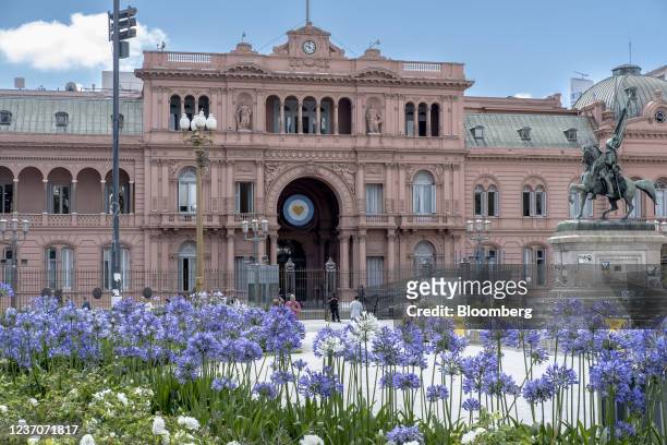 The Casa Rosada in Buenos Aires, Argentina, on Monday, Dec. 6, 2021. With a recession, 50% inflation and a cobweb of failed efforts to stabilize the...