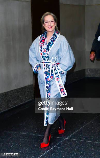 Meryl Streep is seen walking out of the today show on December 7, 2021 in New York City.