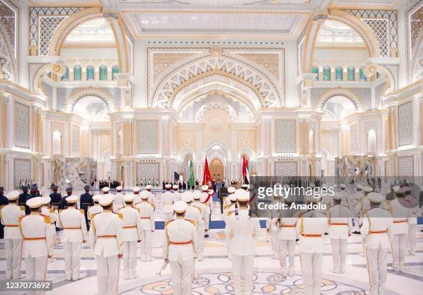 Crown Prince and Defense Minister of Saudi Arabia Mohammad bin Salman al-Saud is welcomed by National Security Advisor of United Arab Emirates ,...