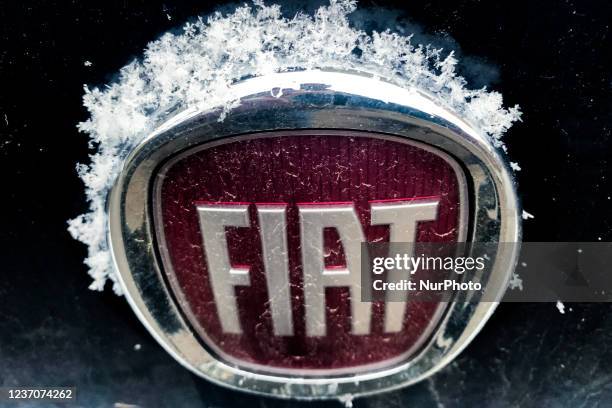 Fiat logo is seen on the car in Krakow, Poland on December 7, 2021