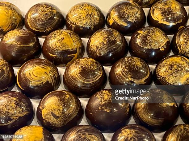 Belgian chocolate 'eggnog' truffles at a sweet shop in Unionville, Ontario, Canada, on December 04, 2021.
