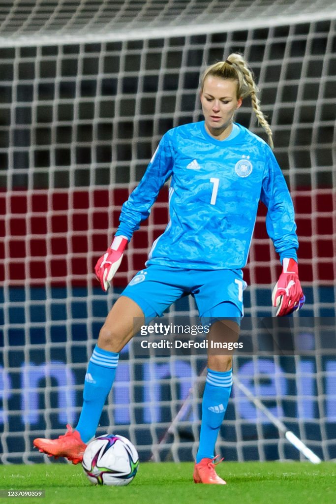 Merle Fromms goalkeeper Merle Frohms of Germany controls the ball during the FIFA ...