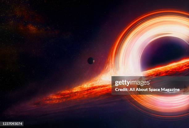 Illustration of the event horizon of a black hole, created on January 29, 2019.