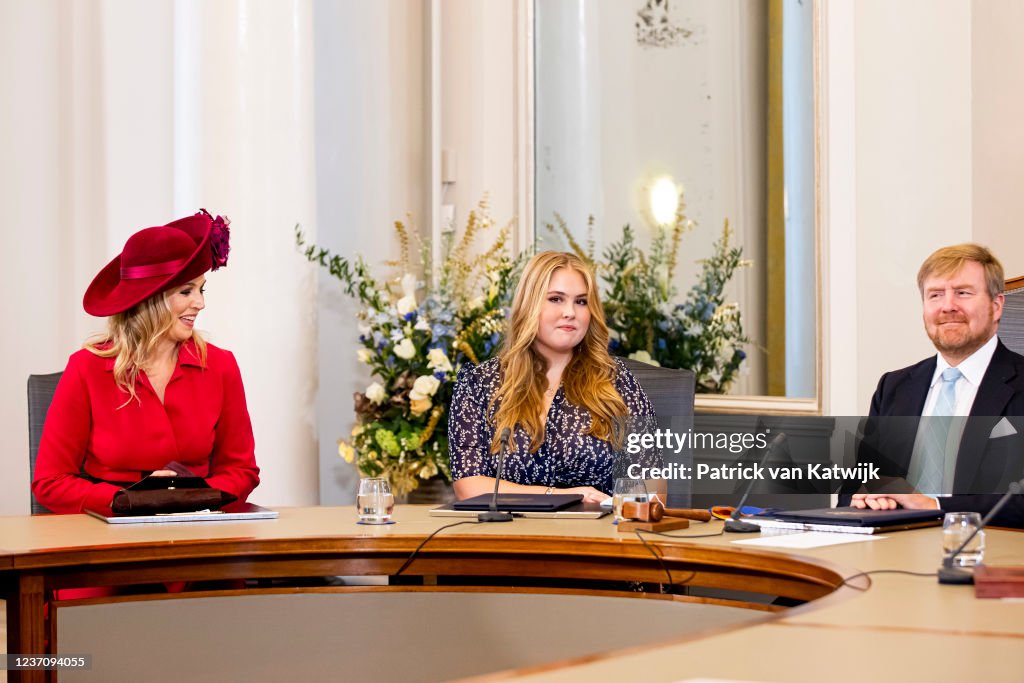 Princess Amalia Of The Netherlands Is Introduced To The Council Of State Plants A Tree With The King And Queen In The Hague
