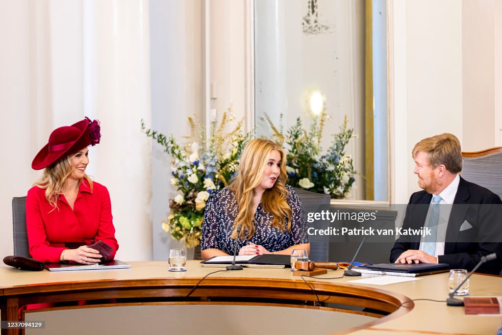 Princess Amalia Of The Netherlands Is Introduced To The Council Of State Plants A Tree With The King And Queen In The Hague