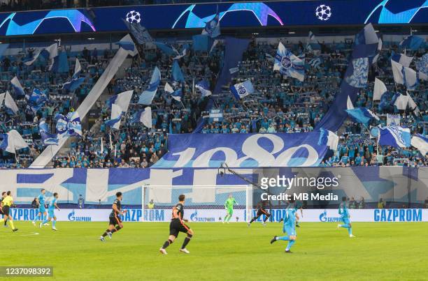 General view of the Zenit St. Petersburg supporters during the UEFA Champions League group H match between Zenit St. Petersburg and Chelsea FC at...