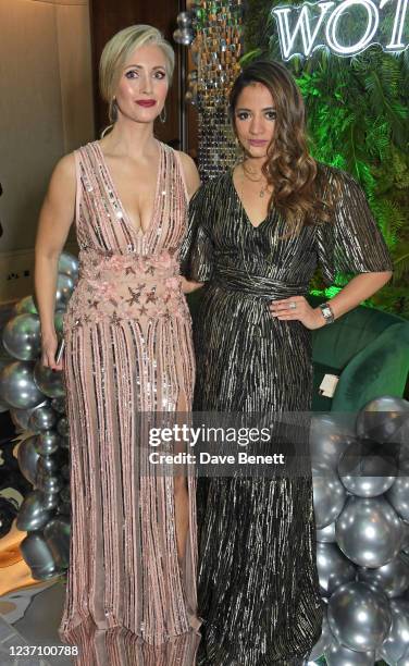 Hayley McQueen and Katy Wickremesinghe attend the WOTC New Faces Awards 2021 at The Berkeley Hotel on December 8, 2021 in London, England.