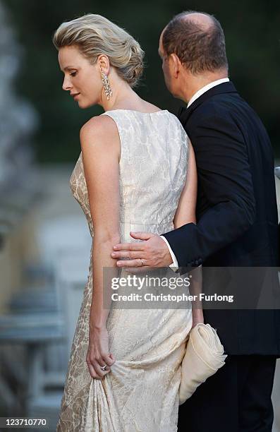 Princess Charlene of Monaco and Prince Albert II of Monaco attend the Yorkshire Variety Club Golden Ball at Harewood House on September 4, 2011 in...