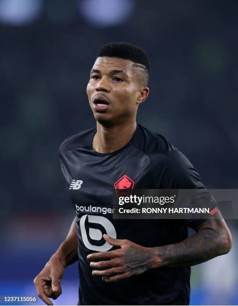 Lille's Mozambican defender Reinildo Mandava is seen during the UEFA Champions League group G football match VfL Wolfsburg v Lille LOSC in Wolfsburg,...