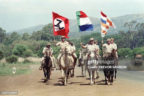 Members Afrikaner Weerstandsbeweging Awb Stand Guard Foto stock