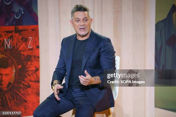 The singer Alejandro Sanz, speaks during the presentation of his new album 'Sanz' in Madrid. The album will be released on Friday, December 10th and...