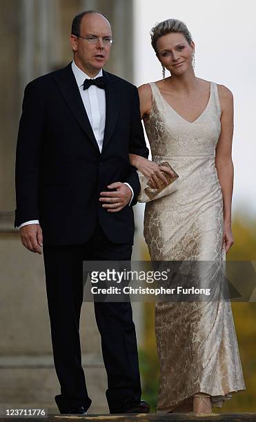 Prince Albert II of Monaco and Princess Charlene of Monaco attend the Yorkshire Variety Club Golden Ball at Harewood House on September 4, 2011 in...