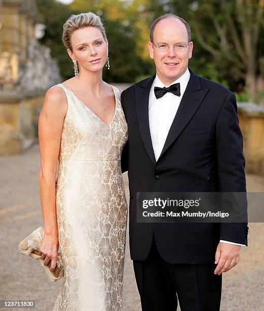 Princess Charlene of Monaco and Prince Albert II of Monaco attend the Yorkshire Variety Club's Golden Jubilee Ball at Harewood House on September 4,...