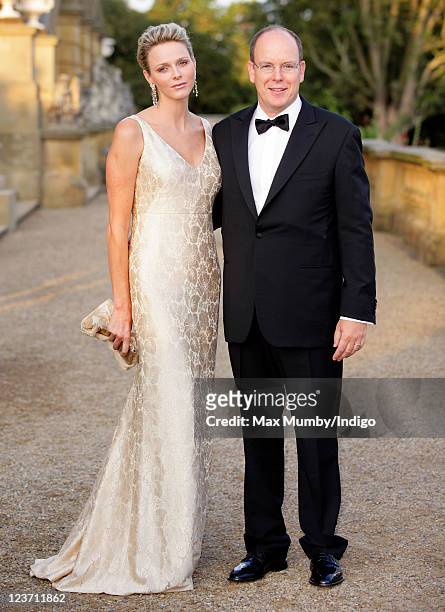 Princess Charlene of Monaco and Prince Albert II of Monaco attend the Yorkshire Variety Club's Golden Jubilee Ball at Harewood House on September 4,...