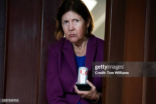 Rep. Ann Kirkpatrick, D-Ariz., leaves a meeting of the House Democratic Caucus in the U.S. Capitol on Wednesday, December 8, 2021.