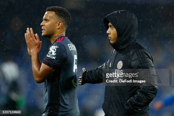 Ryan Bertrand of Leicester City FC and Youri Tielemans of Leicester City FC look dejected after the UEFA Europa League group C match between SSC...