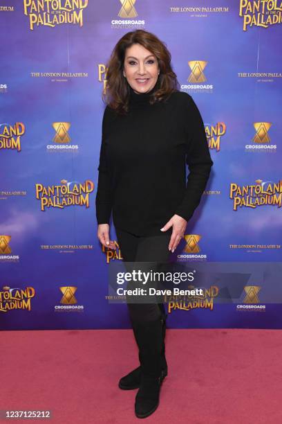 Jane McDonald attends the press night performance of "Pantoland At The Palladium" at the London Palladium on December 9, 2021 in London, England.