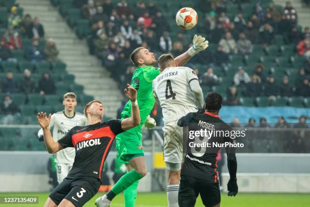 Maximiliano Caufriez ,Aleksandr Selikhov ,Mateusz Wieteska ,Victor Moses during the UEFA Europa League match between Legia Warsaw v Spartak Moscow in...