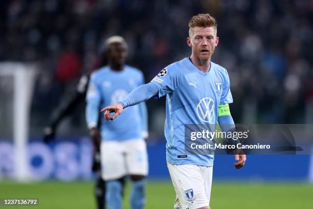 Anders Christiansen of Malmo FF gestures during the Uefa Champions League Group H match between Juventus Fc and Malmo FF . Juventus Fc wins 1-0 over...