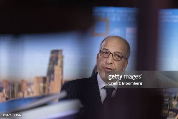 Saddek El Kaber, governor of Libya's central bank, during a Bloomberg Television interview in London, U.K., on Friday, Dec. 10, 2021. Libyan...