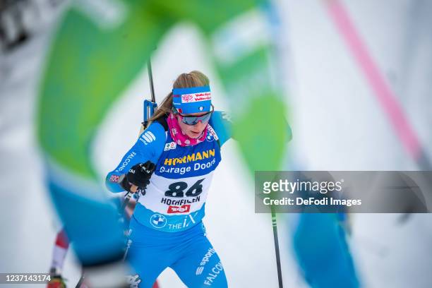 Michela Carrara of Italy in action competes in the Women's 7.5 km Sprint Competition during the BMW IBU World Cup Biathlon Hochfilzen at Biathlon...