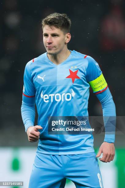 Lukas Masopust of Slavia Praha looks on during the UEFA Europa Conference League group E match between 1. FC Union Berlin and Slavia Praha at...