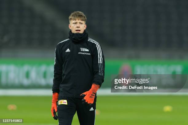 Yannic Stein of 1.FC Union Berlin looks on prior to the UEFA Europa Conference League group E match between 1. FC Union Berlin and Slavia Praha at...