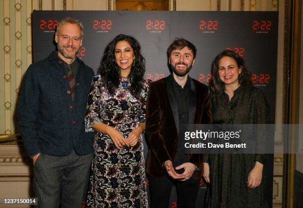 Elliot Cowan, Stephanie Beatriz, James Buckley and Giovanna Fletcher at the curtain call during the press night performance of "2:22 A Ghost Story"...