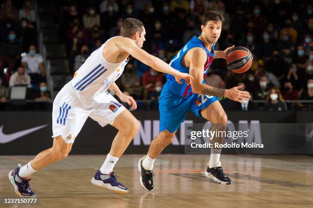 Nicolas Laprovittola, #20 of FC Barcelona in action during the Turkish Airlines EuroLeague Regular Season Round 14 match between FC Barcelona and...