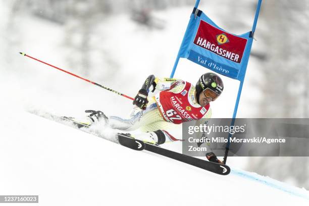 Joan Verdu of Andorra competes during the Audi FIS Alpine Ski World Cup Men's Giant Slalom on December 11, 2021 in Val d'Isere France.