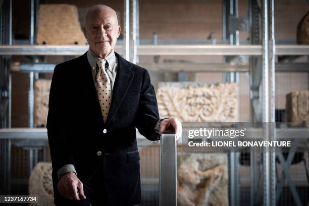 British architect Lord Norman Foster poses for pictures during the inauguration of the Narbo Via Museum, dedicated to the Roman history of the city...