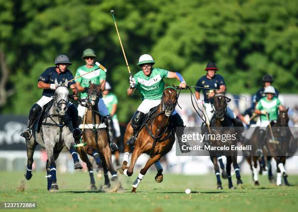 Bartolome Castagnola of La Natividad competes during the final match of the 128th Argentina Polo Open at Campo Argentino de Polo de Palermo on...