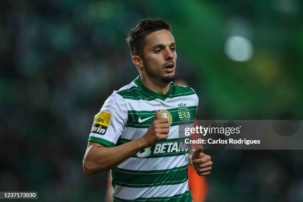 Pablo Sarabia of Sporting CP celebrates scoring Sporting CP goal during the Liga Portugal Bwin match between Sporting CP and Boavista FC at Estadio...