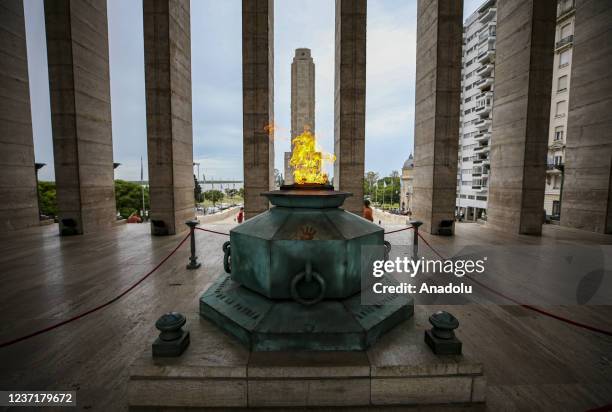 View of the Tomb of the Unknown Soldier on December 10, 2021 in Rosario, Argentina. The National Flag Memorial is 70 metres high, it was inaugurated...