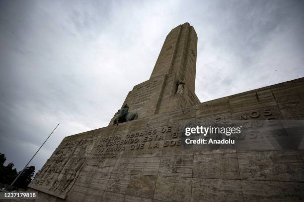 View of the The National Flag Memorial on December 10, 2021 in Rosario, Argentina. Memorial is 70 metres high, it was inaugurated in 1957, the...