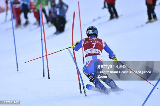 Clement Noel of Team France during the Audi FIS Alpine Ski World Cup Men's Slalom on December 12, 2021 in Val d'Isere France.