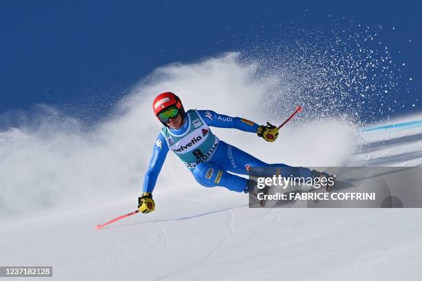 Italy's Federica Brignone competes in the Women's Super G race during the Audi FIS Alpine Ski World Cup at St. Moritz, Switzerland, on December 12,...