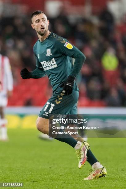 Middlesbrough's Andraz Sporar looks on during the Sky Bet Championship match between Stoke City and Middlesbrough at Bet365 Stadium on December 11,...