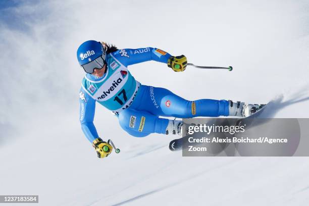 Elena Curtoni of Team Italy competes during the Audi FIS Alpine Ski World Cup Women's Super G on December 12, 2021 in St Moritz Switzerland.