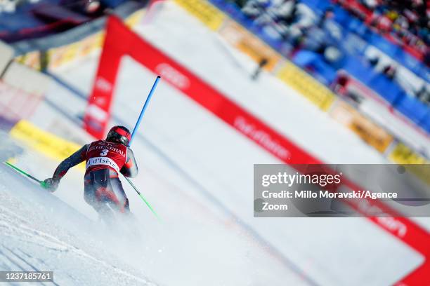 Henrik Kristoffersen of Team Norway competes during the Audi FIS Alpine Ski World Cup Men's Slalom on December 12, 2021 in Val d'Isere France.