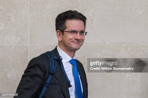 Conservative Party MP Steve Baker leaves the BBC Broadcasting House in central London on December 12, 2021 in London, England.