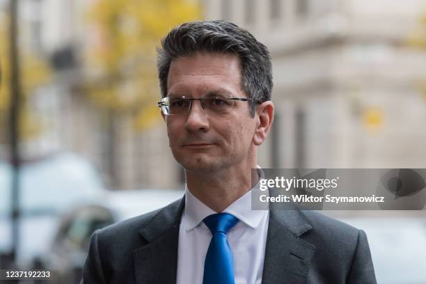 Conservative Party MP Steve Baker speaks to the media outside the BBC Broadcasting House in central London on December 12, 2021 in London, England.