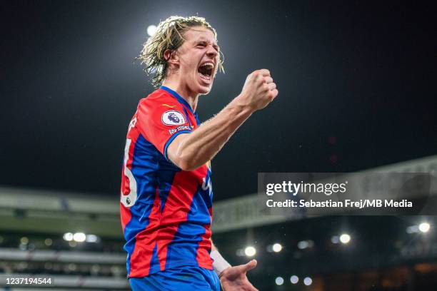 Conor Gallagher of Crystal Palace celebrates after scoring his 2nd and his team 3rd goal during the Premier League match between Crystal Palace and...