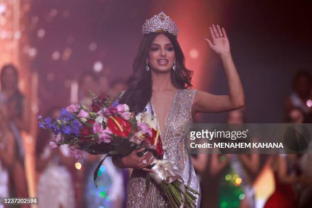 Miss India, Harnaaz Sandhu, is crowned Miss Universe during the 70th Miss Universe beauty pageant in Israel's southern Red Sea coastal city of Eilat...