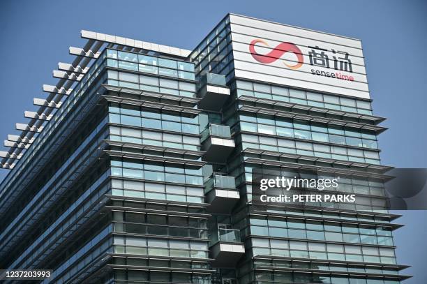 This general view shows the headquarters of SenseTime, a Chinese artificial intelligence company based in Hong Kong on December 13 after the company...
